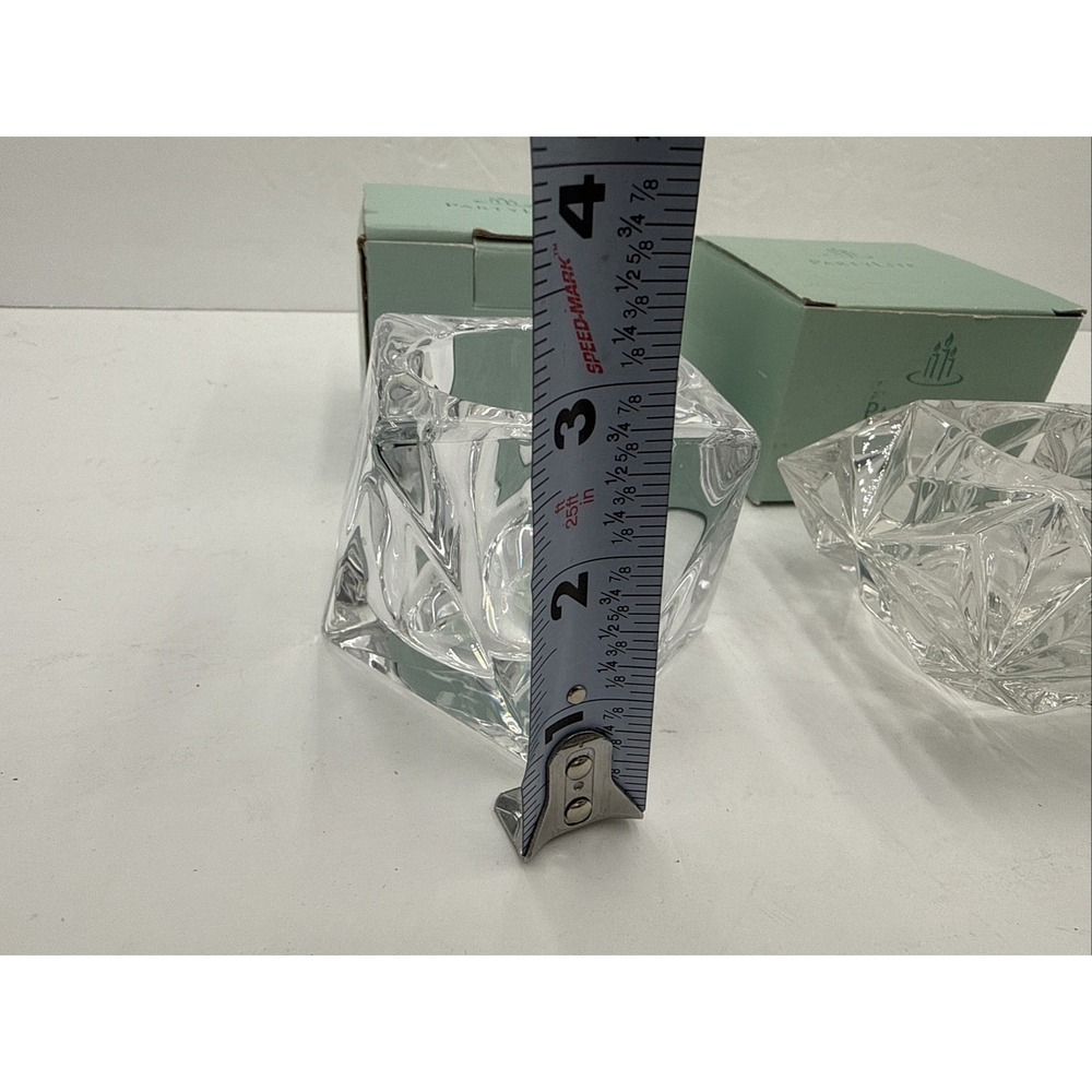 Lot Of 2 Partylite Quad Prism 24% Lead Crystal Glass Votive Candle Holder w/Box - Picture 4 of 8